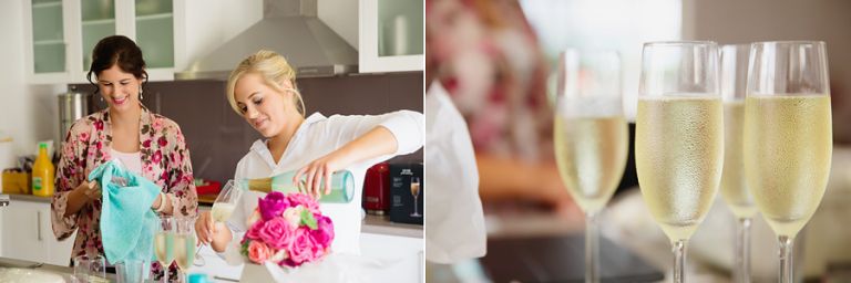 bride pouring a glass of wine